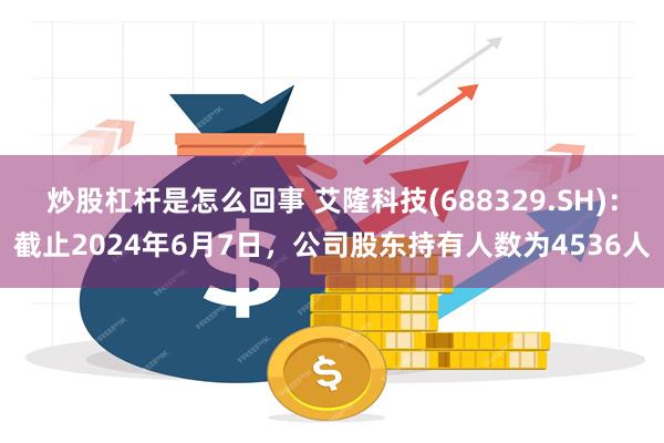 炒股杠杆是怎么回事 艾隆科技(688329.SH)：截止2024年6月7日，公司股东持有人数为4536人