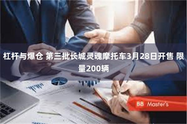 杠杆与爆仓 第三批长城灵魂摩托车3月28日开售 限量200辆
